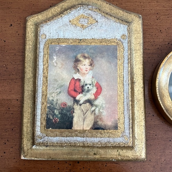 Mid Century Florentine Gold Gilt Childrens Wooden Plaque & Picture Set (3) - Picture 2 of 6